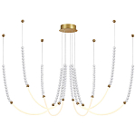 Люстра подвесная с 6-ю изогнутыми плафонами и белыми декоративными шариками PEARLS Suspension варинант исполнения - 4 | Loft Concept в Саратове