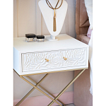 Приставной столик с выдвижным ящиком  White Table Carved Pattern варинант исполнения - 7 | Loft Concept в Саратове