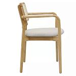 Стул обеденный с мягким сиденьем и спинкой из плетеного ротанга Wood and Textile Chair варинант исполнения - 2 | Loft Concept в Саратове