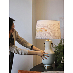 Настольная лампа с принтом на белом тканевом абажуре Roof Garden Lamp варинант исполнения - 5 | Loft Concept в Саратове