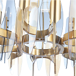 Люстра с вертикальными стеклянными элементами и металлическим каркасом цвета Латунь Vertical Glass варинант исполнения - 4 | Loft Concept в Саратове