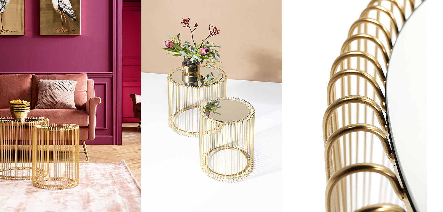 Комплект приставных столов Mirror Surface Brass Tables Комплект приставных столов Mirror Surface Brass Tables - Loft-Concept в Саратове