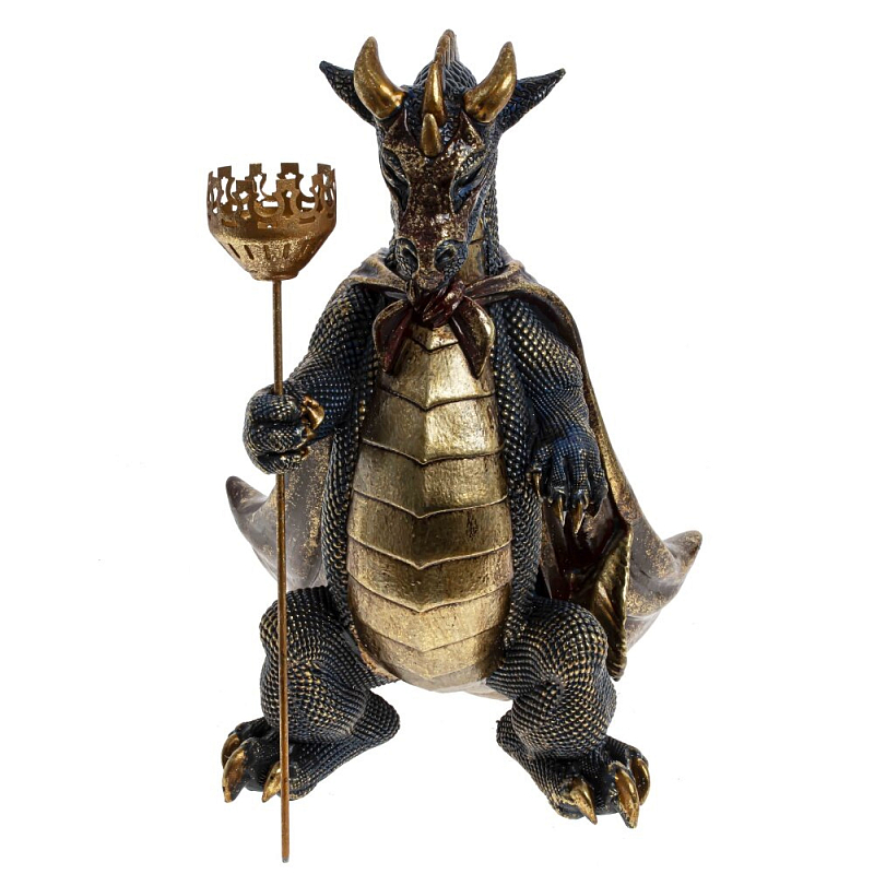 Подсвечник в виде дракона Dragon candlestick Brown Gold Коричневый Золотой Темно-синий Подсвечник в виде дракона Dragon candlestick Brown Gold Коричневый Золотой Темно-синий в Саратове | Loft Concept
