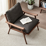 Кресло c каркасом из массива дерева и мягкой кожаной обивкой Walnut Armchair варинант исполнения - 2 | Loft Concept в Саратове