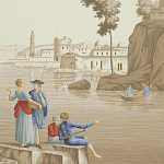 Обои ручная роспись Views of Italy Azure on Sepia варинант исполнения - 2 | Loft Concept в Саратове