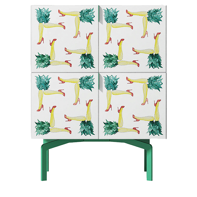Тумба с рисунком ShortT Pina Colada Green Белый Зеленый Желтый Красный Тумба с рисунком ShortT Pina Colada Green Белый Зеленый Желтый Красный в Саратове | Loft Concept