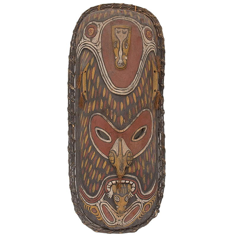 Деревянная расписная маска ручной работы Great Papuan Mask Коричневый Желтый Деревянная расписная маска ручной работы Great Papuan Mask Коричневый Желтый в Саратове | Loft Concept