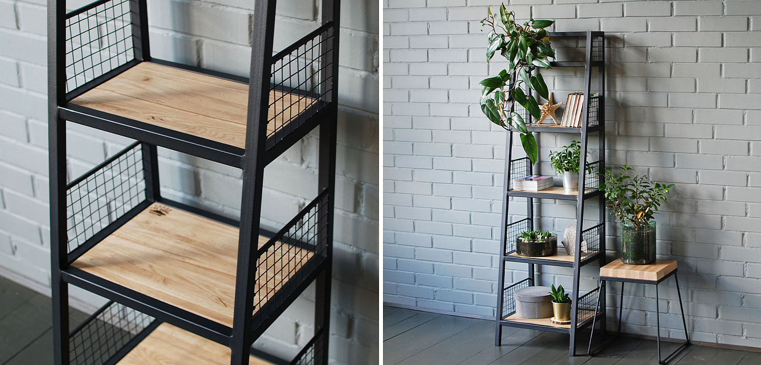 Стеллаж Kiyan Black Industrial Metal Rust Rack Стеллаж Kiyan Black Industrial Metal Rust Rack - Loft-Concept в Саратове