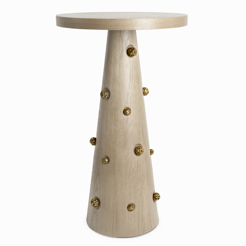 Приставной столик Okinawa Gray Side table Бежевый Золотой в Саратове | Loft Concept 