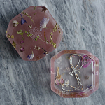 Шкатулка из эпоксидной смолы с цветами розовая Epoxy Resin Square Box Pink варинант исполнения - 2 | Loft Concept в Саратове
