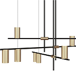 Люстра с 9-ю цилиндрическими плафонами цвета латунь TRIBES CHANDELIER варинант исполнения - 2 | Loft Concept в Саратове