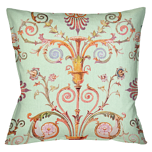 Декоративная подушка светло-зеленая с растительным орнаментом Raffael Floral Green Cushion