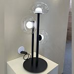 Настольная лампа с тремя прозрачными куполообразными плафонами и черным металлическим основанием Flos Wireline Lighting варинант исполнения - 5 | Loft Concept в Саратове