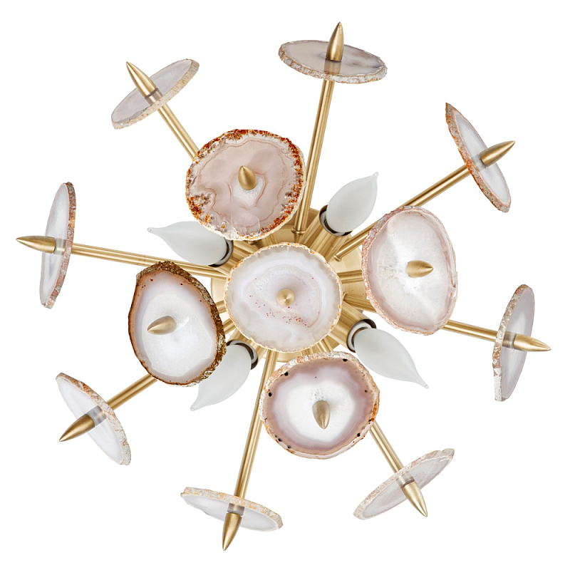 Бра Emporium Natural Agate Burst Sconce Brass Латунь Белый Розовый пастельный в Саратове | Loft Concept 