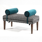 Банкетка Banquette PIED DE POULE с принтом гусиная лапка и синими подлокотниками  варинант исполнения - 2 | Loft Concept в Саратове