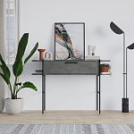 Консоль напольная серая с выдвижным ящиком и 2-мя полками с белой столешницей OTIS CONSOLE RETRO GRAY варинант исполнения - 1 | Loft Concept в Саратове