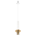 Подвесной светильник с узким цилиндрическим плафоном и золотым металлическим декором Concrete Pipe варинант исполнения - 11 | Loft Concept в Саратове