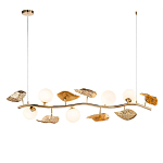 Люстра линейная на золотистом каркасе с белыми стеклянными плафонами Zest of Light варинант исполнения - 1 | Loft Concept в Саратове