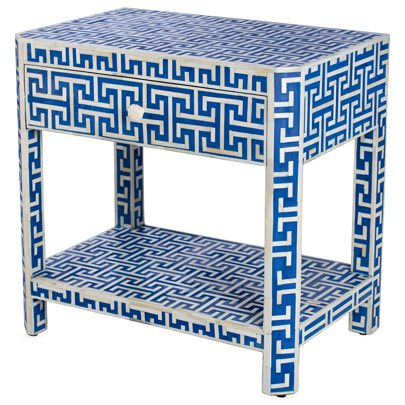 Тумба Insignia Bone Inlay Bedside Синий ivory ( слоновая кость ) Индиго Тумба Insignia Bone Inlay Bedside Синий ivory ( слоновая кость ) Индиго в Саратове | Loft Concept