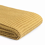 Плед из шерсти цвета охры с бахарамой Waffle Comfort варинант исполнения - 3 | Loft Concept в Саратове