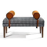 Банкетка Banquette PIED DE POULE Orange с принтом гусиная лапка Оранжевые валики варинант исполнения - 1 | Loft Concept в Саратове