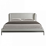 Кровать двуспальная серая с мягким изголовьем из экокожи и ткани Modern Look варинант исполнения - 3 | Loft Concept в Саратове