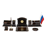 Настольный письменный набор с часами из природного камня обсидиана  Gift for Manager варинант исполнения - 1 | Loft Concept в Саратове