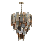 Люстра с многослойными стеклянными панелями янтарного и дымчатого цвета Textured Glass Chandelier варинант исполнения - 3 | Loft Concept в Саратове