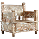 Деревянное кресло из массива манго с резьбой Vela Grey Mango Chair варинант исполнения - 1 | Loft Concept в Саратове