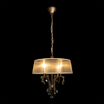Люстра подвесная круглая с тканевым полупрозрачным абажуром и подвесками 4 лампы Gilded Elegance варинант исполнения - 1 | Loft Concept в Саратове