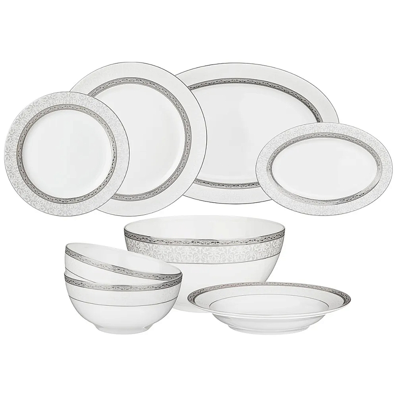 Обеденный сервиз белого цвета из фарфора на 6 персон 23 предмета Royal Porcelain Collection Белый Серый Обеденный сервиз белого цвета из фарфора на 6 персон 23 предмета Royal Porcelain Collection Белый Серый в Саратове | Loft Concept