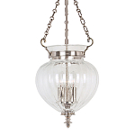 Подвесной светильник цвета никель с прозрачным ребристым стеклянным плафоном в классическом стиле Elstead Lighting варинант исполнения - 1 | Loft Concept в Саратове