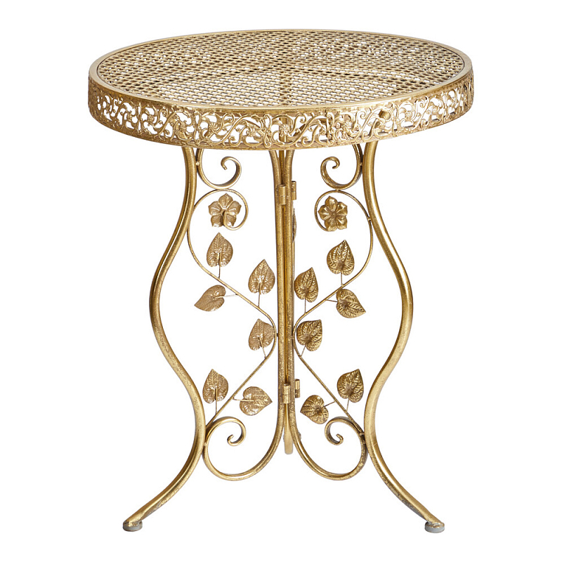 Столик приставной золотистый с орнаментом на столешнице Tanzania Золотой в Саратове | Loft Concept 