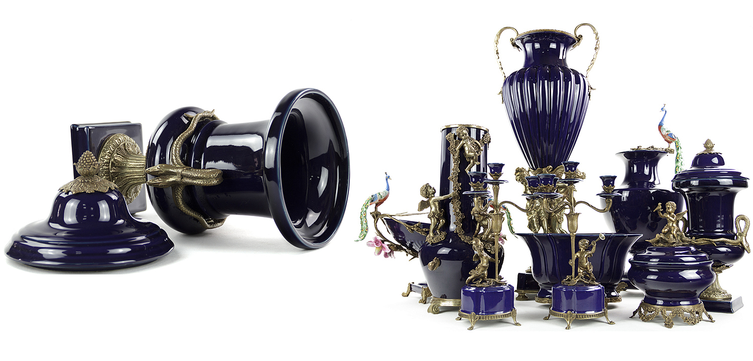 Ваза Selenia Blue Vase Bronze Serpents Ваза Selenia Blue Vase Bronze Serpents - Loft-Concept в Саратове