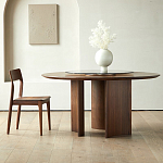 Стол обеденный круглый с двойной столешницей Walnut Wood Table варинант исполнения - 9 | Loft Concept в Саратове