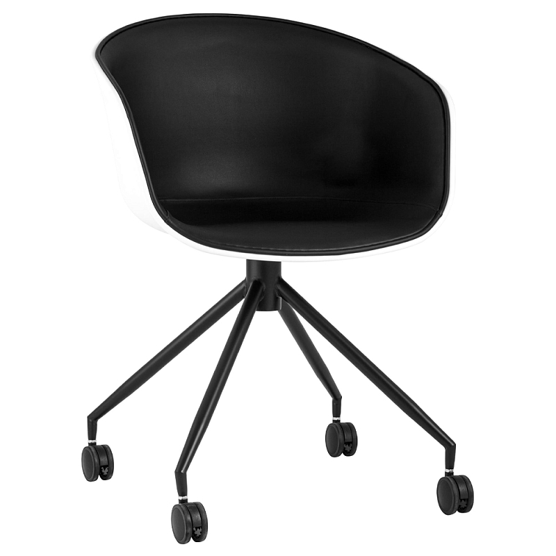 Офисное кресло из пластика с мягким сиденьем Eggshell Black Черный Белый Офисное кресло из пластика с мягким сиденьем Eggshell Black Черный Белый в Саратове | Loft Concept