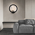 Светодиодное бра круглой формы с металлической рамой черного цвета Marble Glow варинант исполнения - 3 | Loft Concept в Саратове