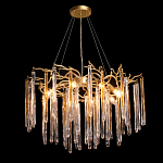 Люстра подвесная золотого цвета с разветвленными ветвями и прозрачными стеклянными подвесками Droplet Chandelier варинант исполнения - 3 | Loft Concept в Саратове