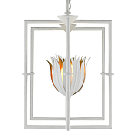 Люстра белая прямоугольная с абажурами в виде цветков тюльпана White Tulips варинант исполнения - 3 | Loft Concept в Саратове