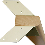 Обеденный стол с прямоугольной бежевой столешницей из стекла на 4-х деревянных ножках Beige Marble варинант исполнения - 5 | Loft Concept в Саратове