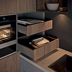 Комбинированный кухонный гарнитур сине-серого цвета с фасадом под дерево Benjamin Kitchen Set варинант исполнения - 2 | Loft Concept в Саратове