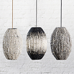 Подвесной светильник вертикальной овальной формы украшенный белыми круглыми бусинами Gradient Oval Pendant Lamp White варинант исполнения - 6 | Loft Concept в Саратове