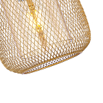 Подвесной светильник со стеклянным плафоном цилиндрической формы и металлической сеткой Metal Mesh Gold варинант исполнения - 4 | Loft Concept в Саратове