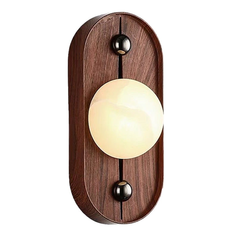 Настенный светильник овальный с деревянным основанием Wood Wall Lamp Коричневый Настенный светильник овальный с деревянным основанием Wood Wall Lamp Коричневый в Саратове | Loft Concept