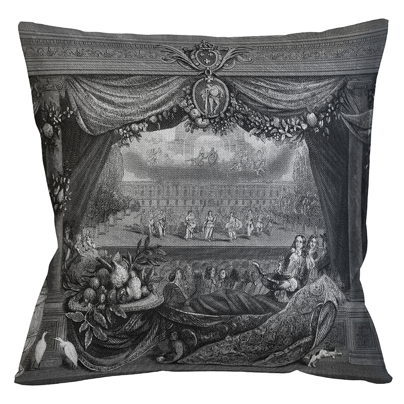 Декоративная подушка Louvre Palace Pillow Черно-белый Бежевый Декоративная подушка Louvre Palace Pillow Черно-белый Бежевый в Саратове | Loft Concept
