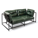 Диван Лофт Натуральная Винтажная кожа Зеленый Two Seat Encounter Leather Sofa варинант исполнения - 3 | Loft Concept в Саратове