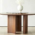 Стол обеденный круглый с двойной столешницей Walnut Wood Table варинант исполнения - 4 | Loft Concept в Саратове