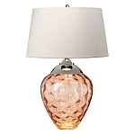 Настольная лампа с фактурным стеклянным основанием красного цвета с хромированной деталью у горловины и белым абажуром из искусственного шёлка Elstead Lighting варинант исполнения - 1 | Loft Concept в Саратове