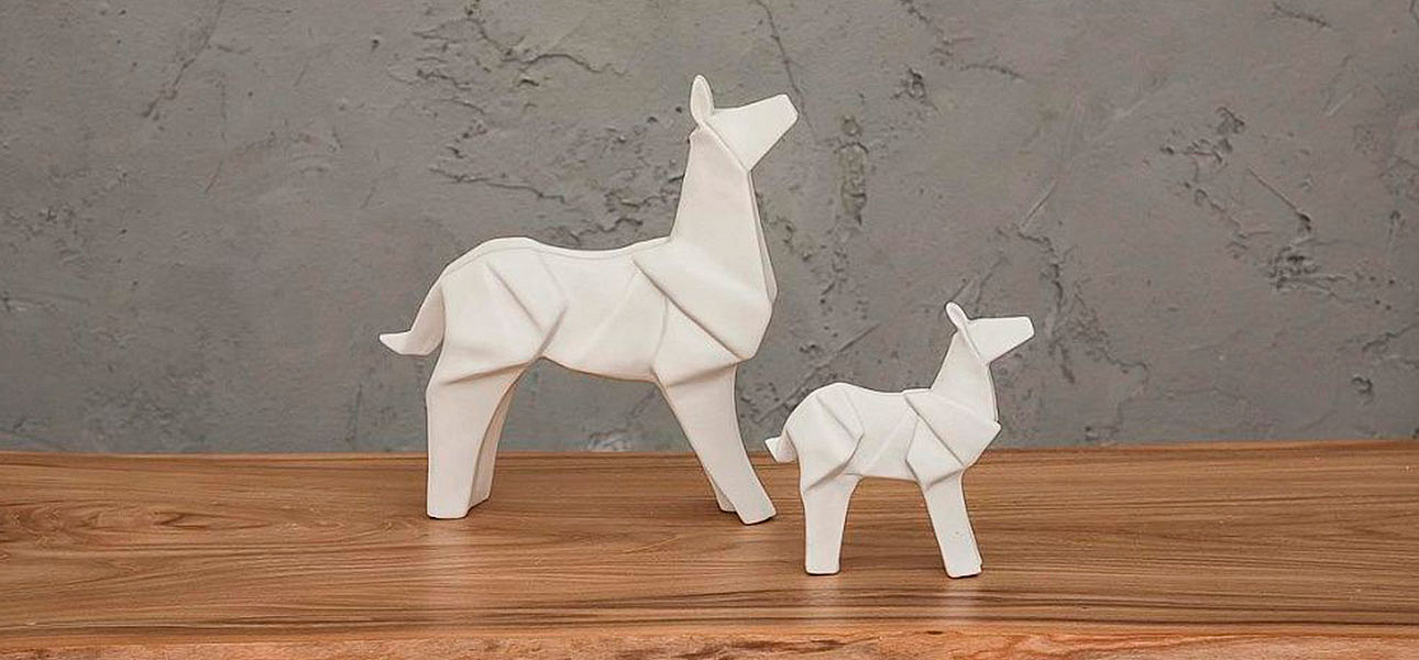 Фигурка в виде оригами керамическая белая собака White Dog Фигурка в виде оригами керамическая белая собака White Dog - Loft-Concept в Саратове
