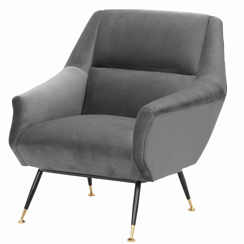 Кресло Eichholtz Chair Exile Grey Серый Латунь Черный Кресло Eichholtz Chair Exile Grey Серый Латунь Черный в Саратове | Loft Concept